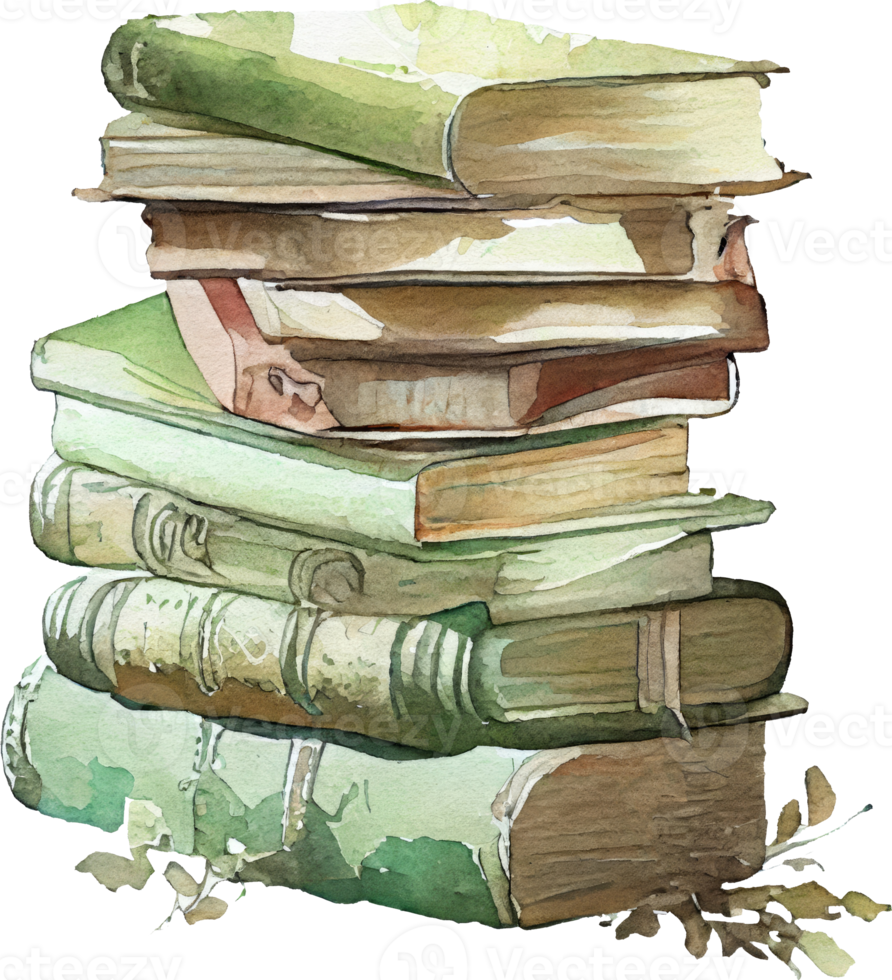 gammal bok vattenfärg illustration png