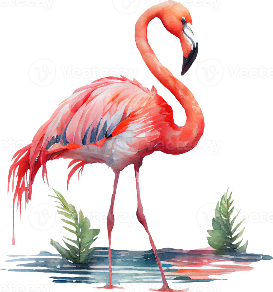Pink Flamingo Watercolor 19900141 PNG
