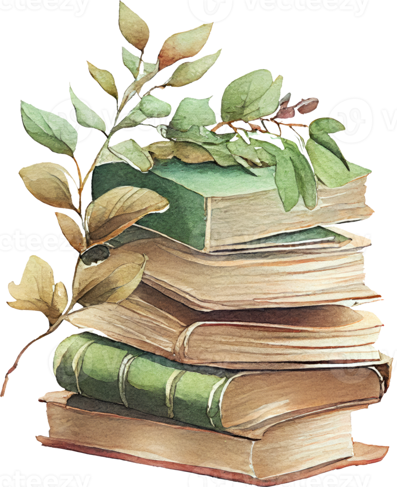 Old Book Watercolor Illustration png