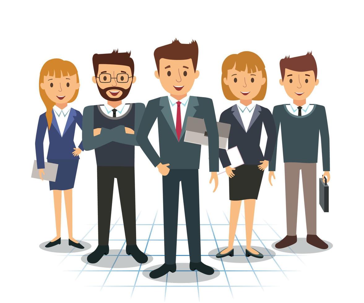 Business team of employees and the boss vector illustration