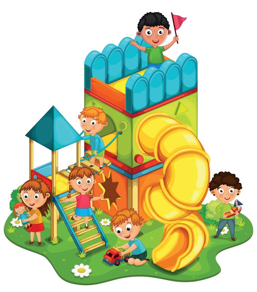 Kids playing at the park vector illustration