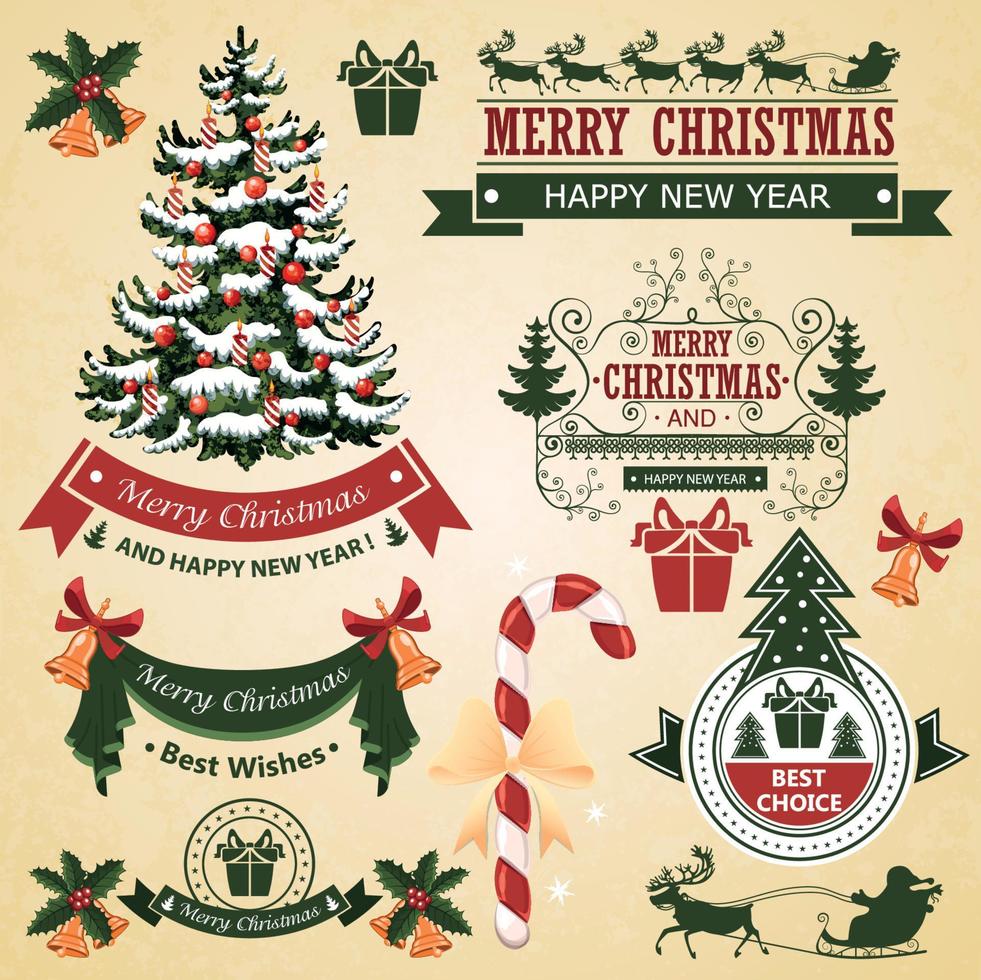 Christmas set of elements for design vector illustration