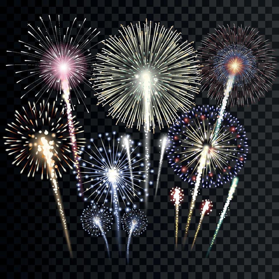 conjunto de fuegos artificiales vectoriales aislados vector