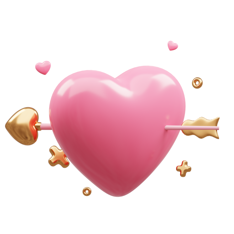 3D rendering cute pink valentine's day background with love and heart png