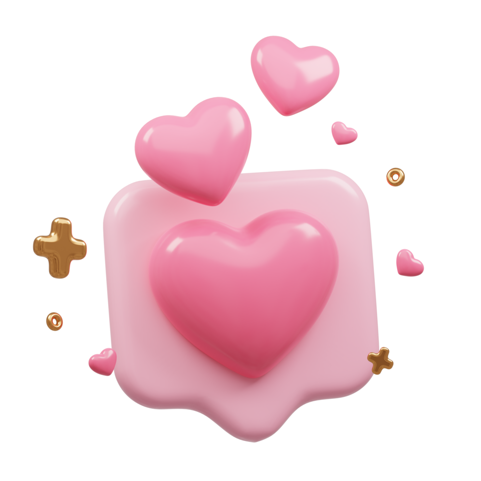 3D rendering cute pink valentine's day background with love and heart png