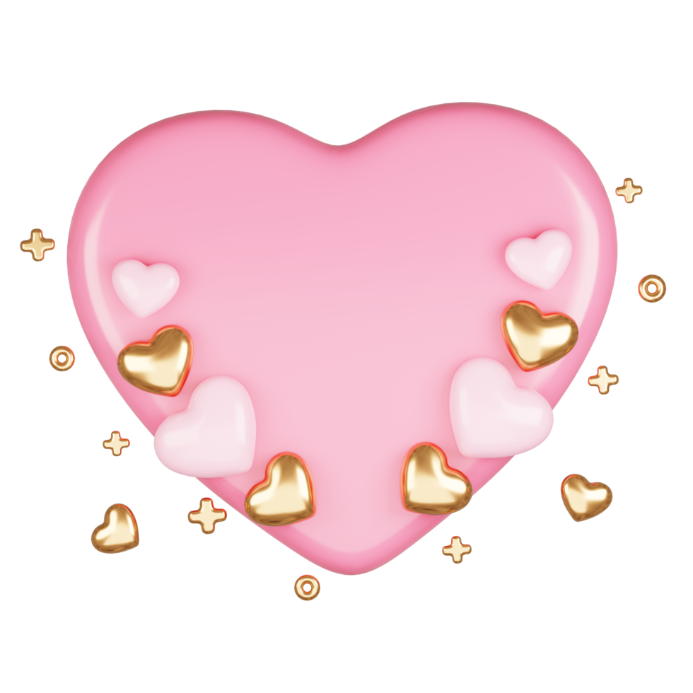 3D rendering cute pink valentine's day background with love and heart png