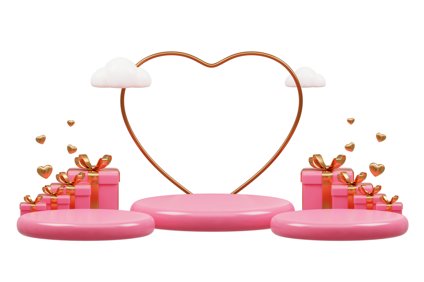 3D rendering cute pink valentine's day background with love and heart png