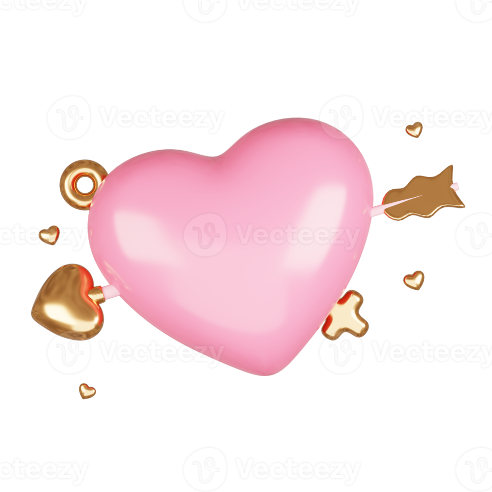 3D rendering cute pink valentine's day background with love and heart png