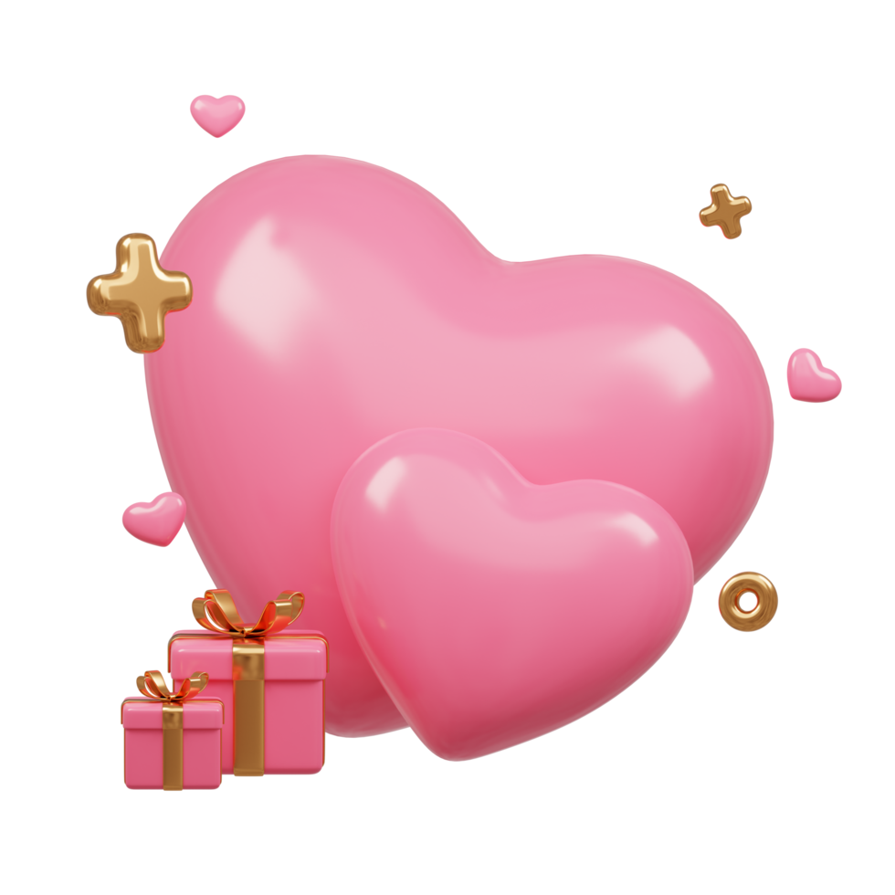 3D rendering cute pink valentine's day background with love and heart png