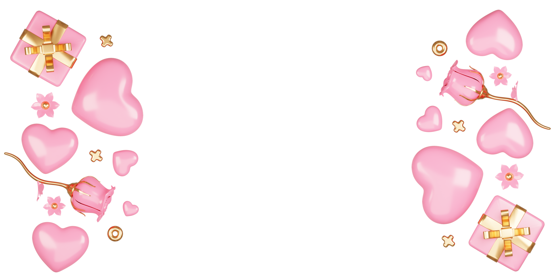 3d renderen schattig roze Valentijnsdag dag achtergrond met liefde en hart png