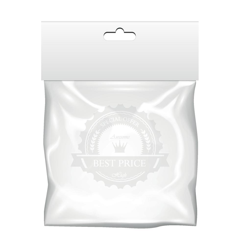 Plastic pocket bag mock up. Transparent template.Vector Illustration vector