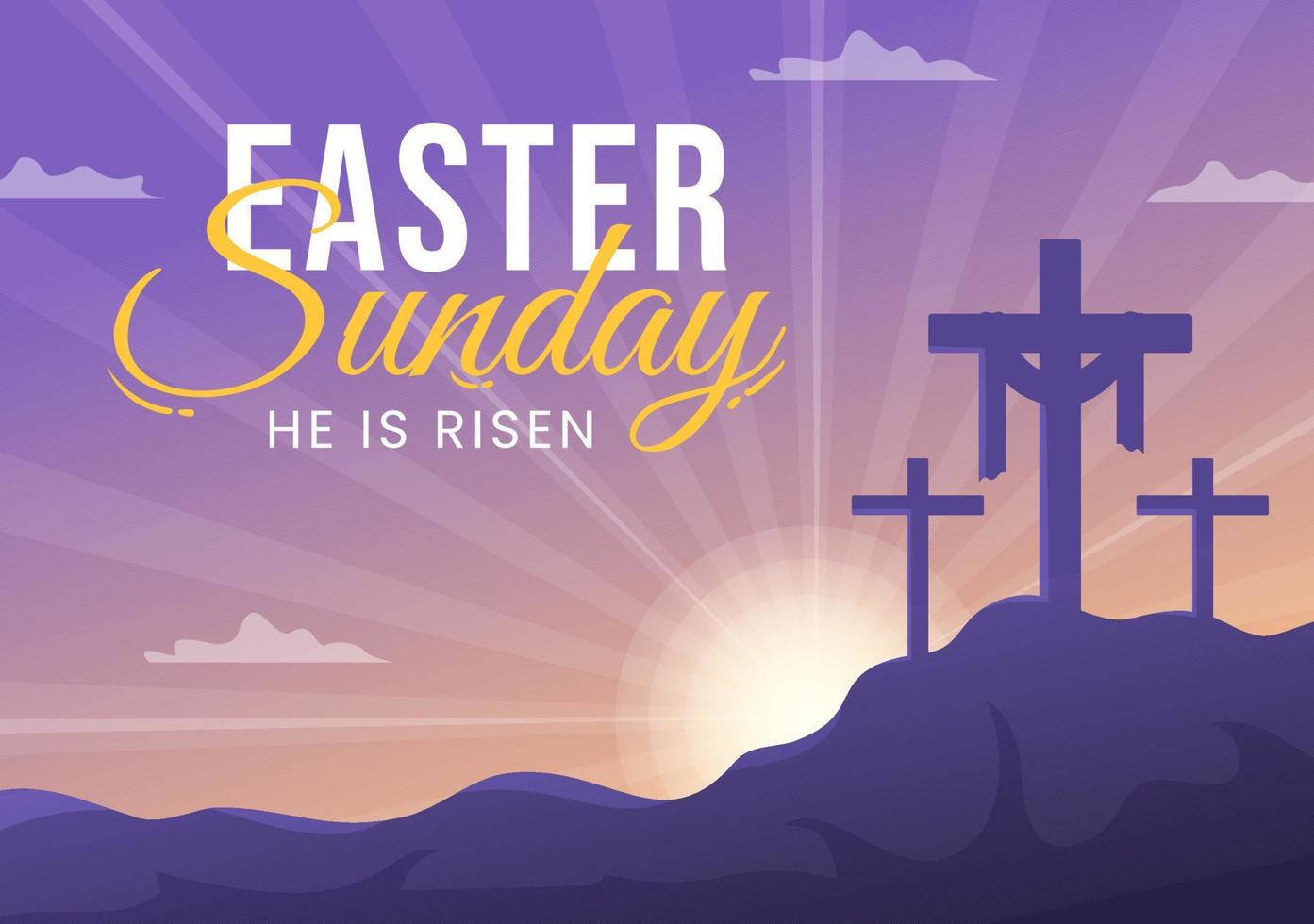 Happy Easter Sunday Day Illustration with Jesus, He is Risen and ...