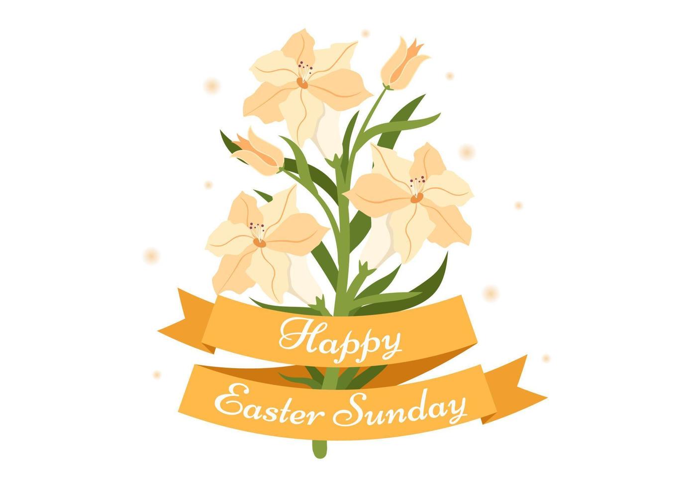 Happy Easter Sunday Day Illustration with Jesus, He is Risen and Celebration of Resurrection for Web Banner or Landing Page in Hand Drawn Templates vector