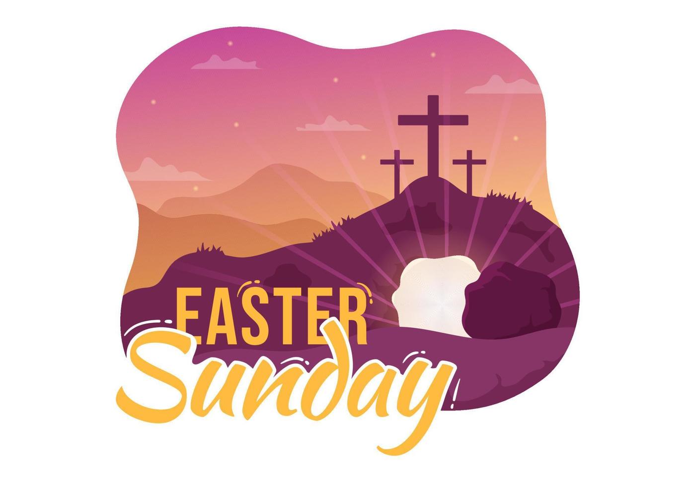 Happy Easter Sunday Day Illustration with Jesus, He is Risen and ...