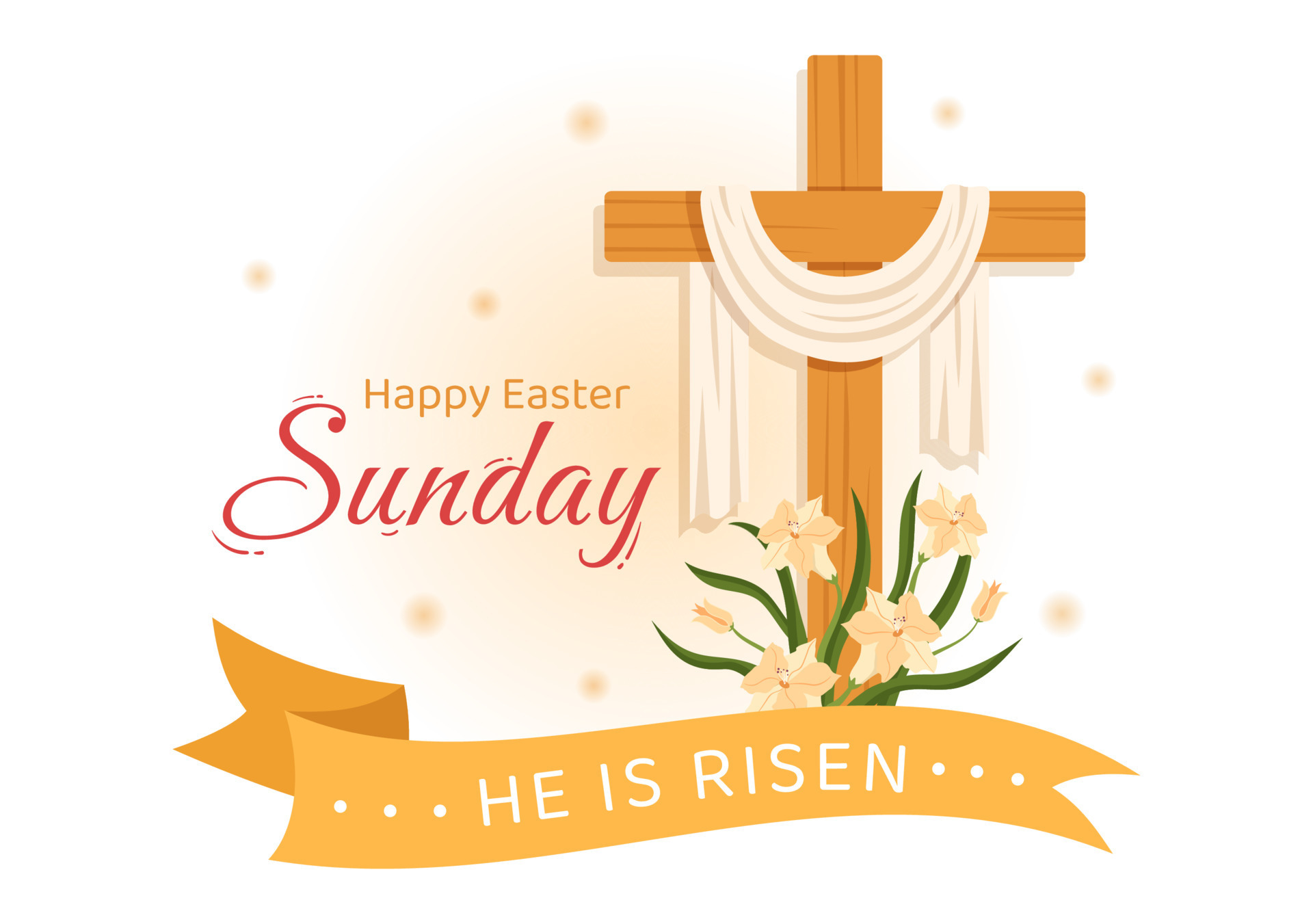 Happy Easter Sunday Day Illustration with Jesus, He is Risen and
