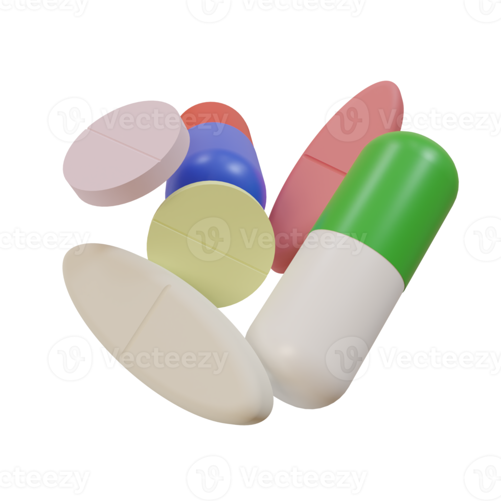 medicine pill capsule 3d render illustration, Medicine and health concept. png