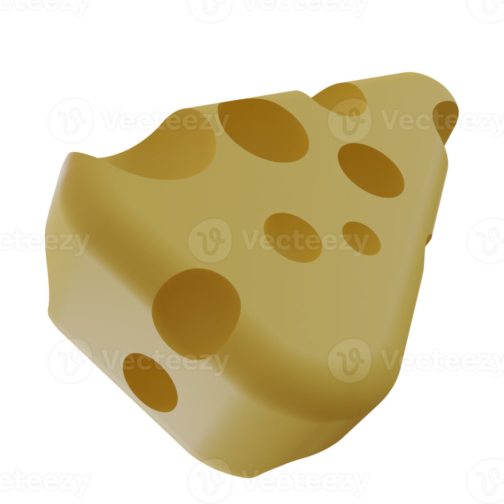 3d render cute cartoon yellow cheese illustration for ui ux design png