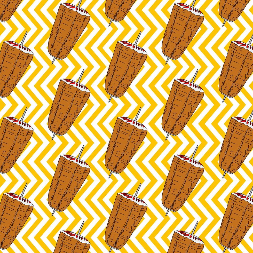 Shawarma Kebab pattern fast food. Seamless pattern. vector