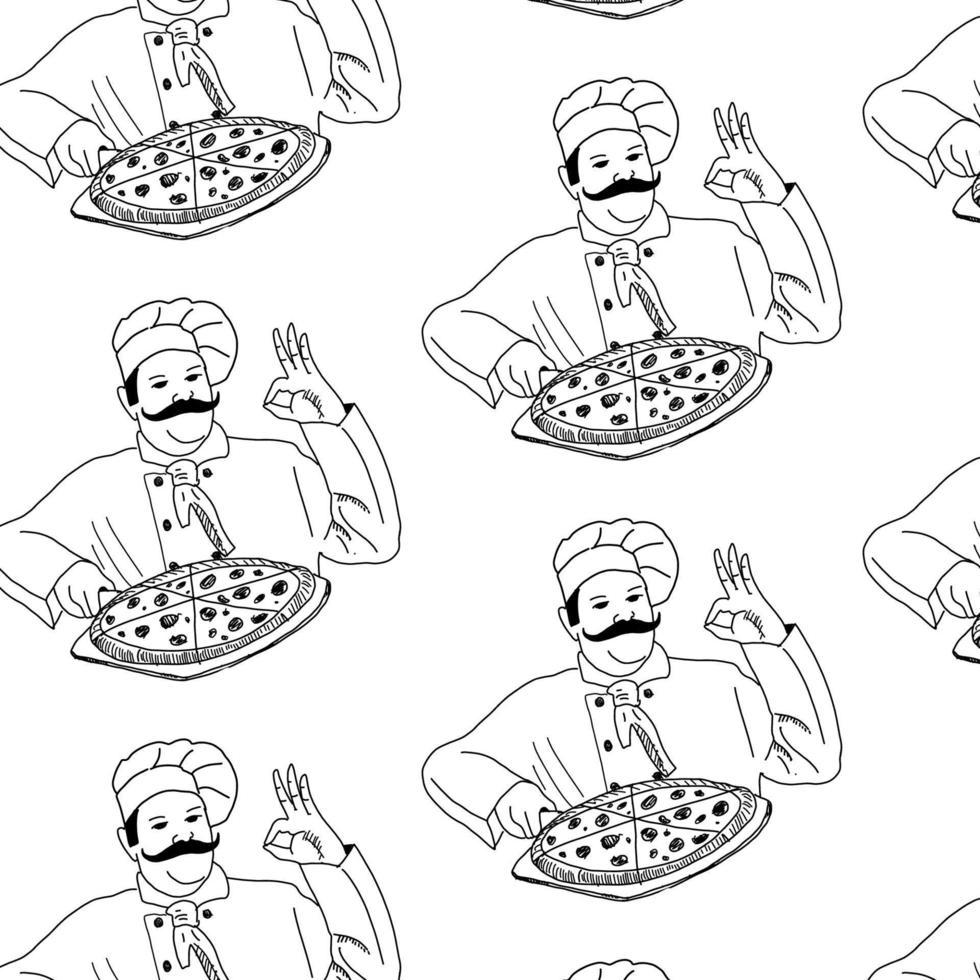 Vector seamless pizza pattern.