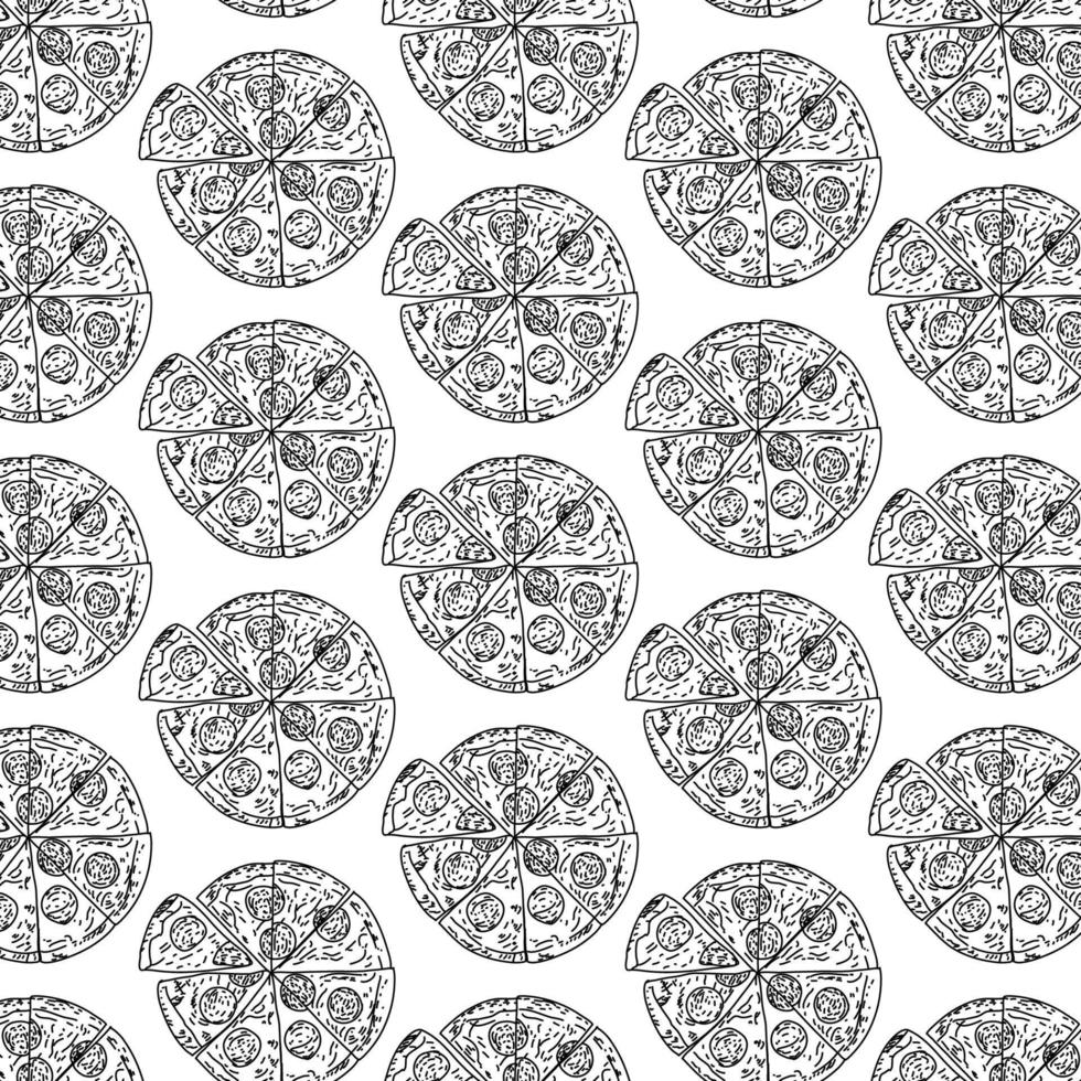 Vector seamless pizza pattern.