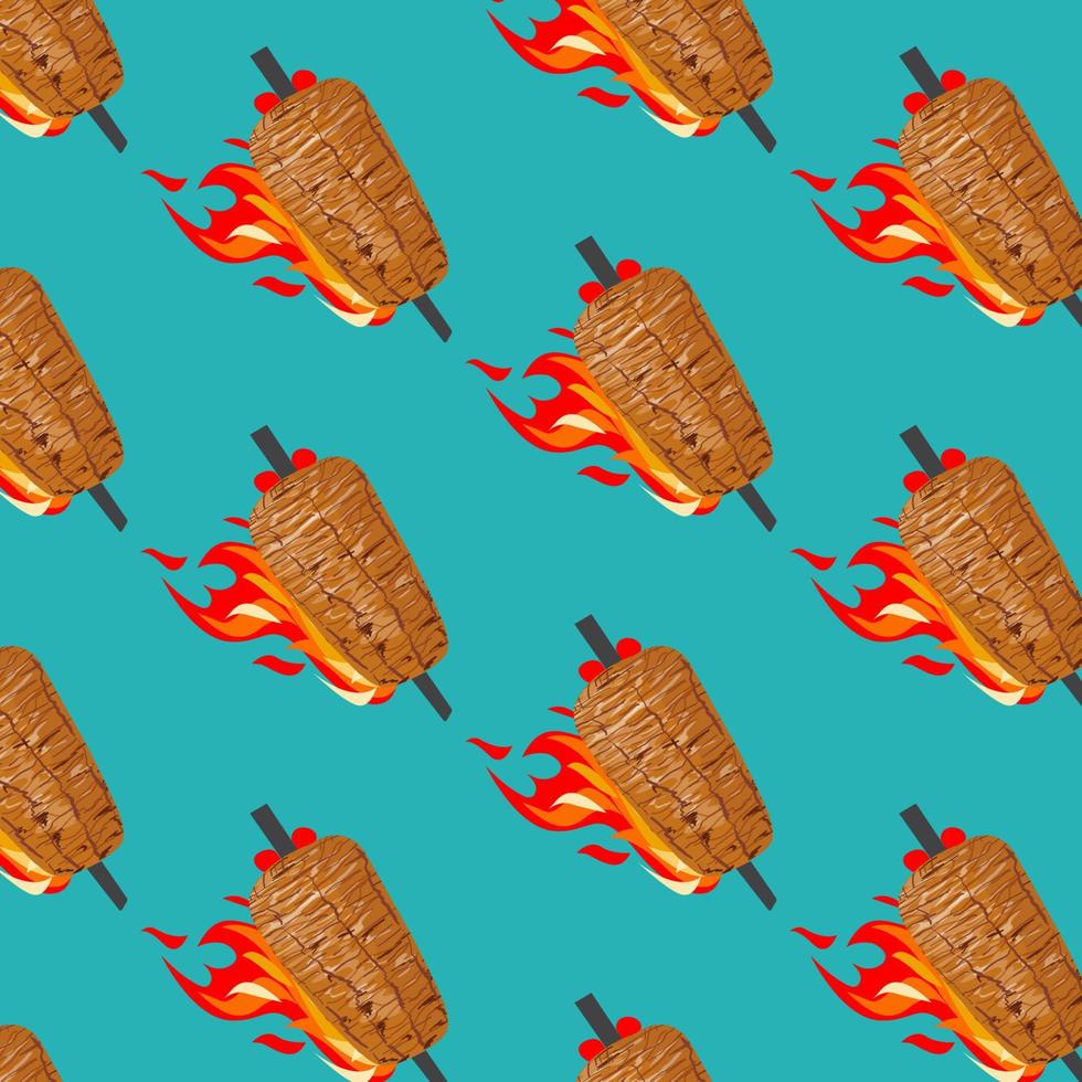 Shawarma Kebab pattern fast food. Seamless pattern. vector