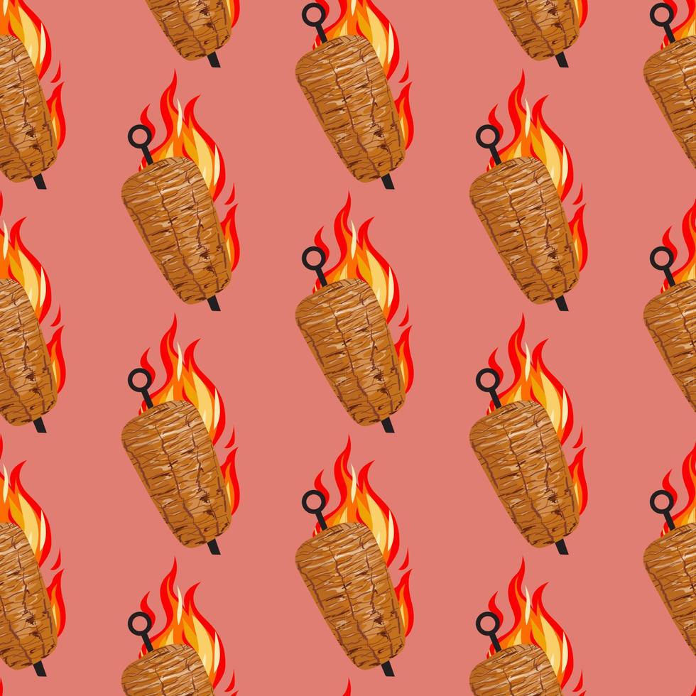 Shawarma Kebab pattern fast food. Seamless pattern. vector