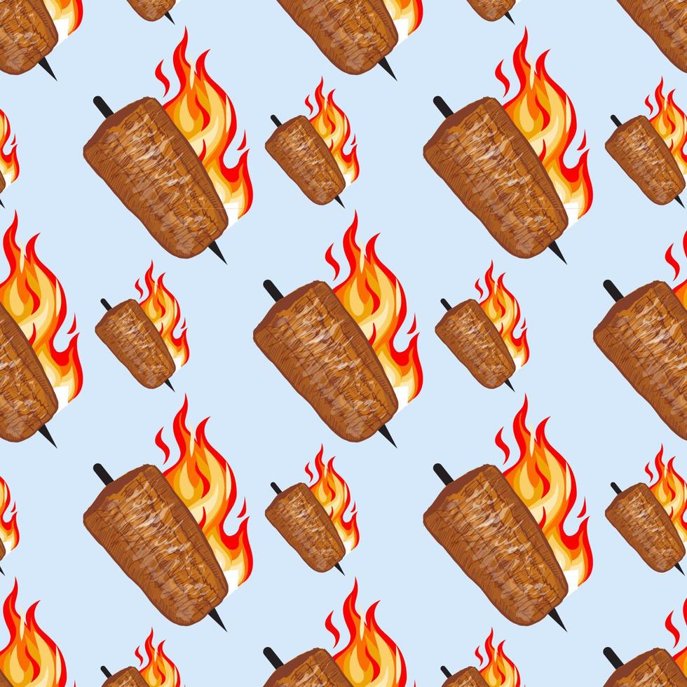 Shawarma Kebab pattern fast food. Seamless pattern. vector