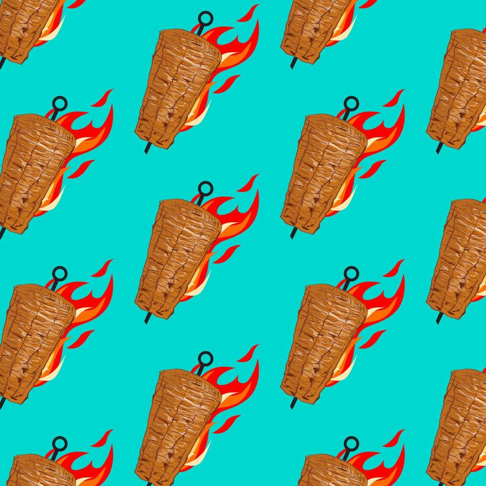 Shawarma Kebab pattern fast food. Seamless pattern. vector