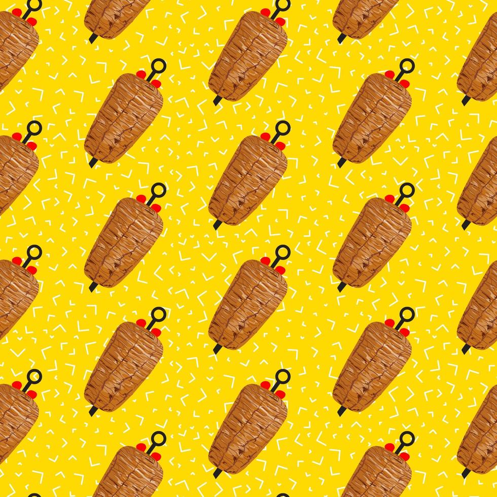 Shawarma Kebab pattern fast food. Seamless pattern. vector