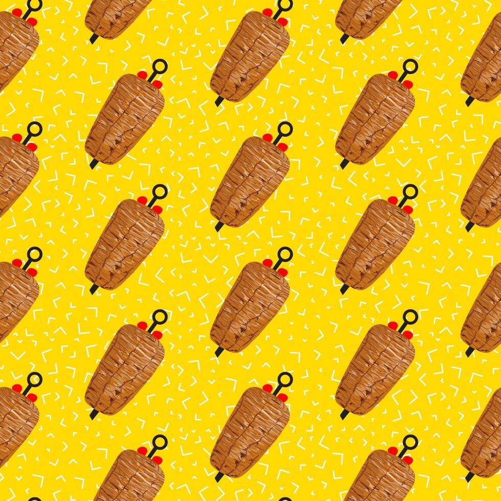 Shawarma Kebab pattern fast food. Seamless pattern. vector