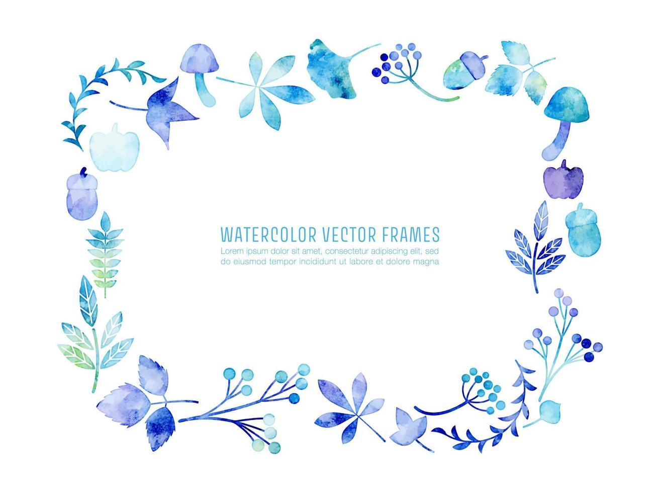 watercolor vector square frames with leaves illustration