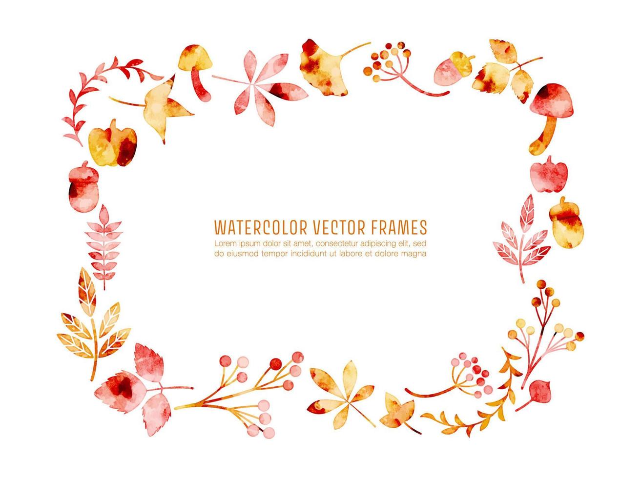 watercolor vector square frames with leaves illustration