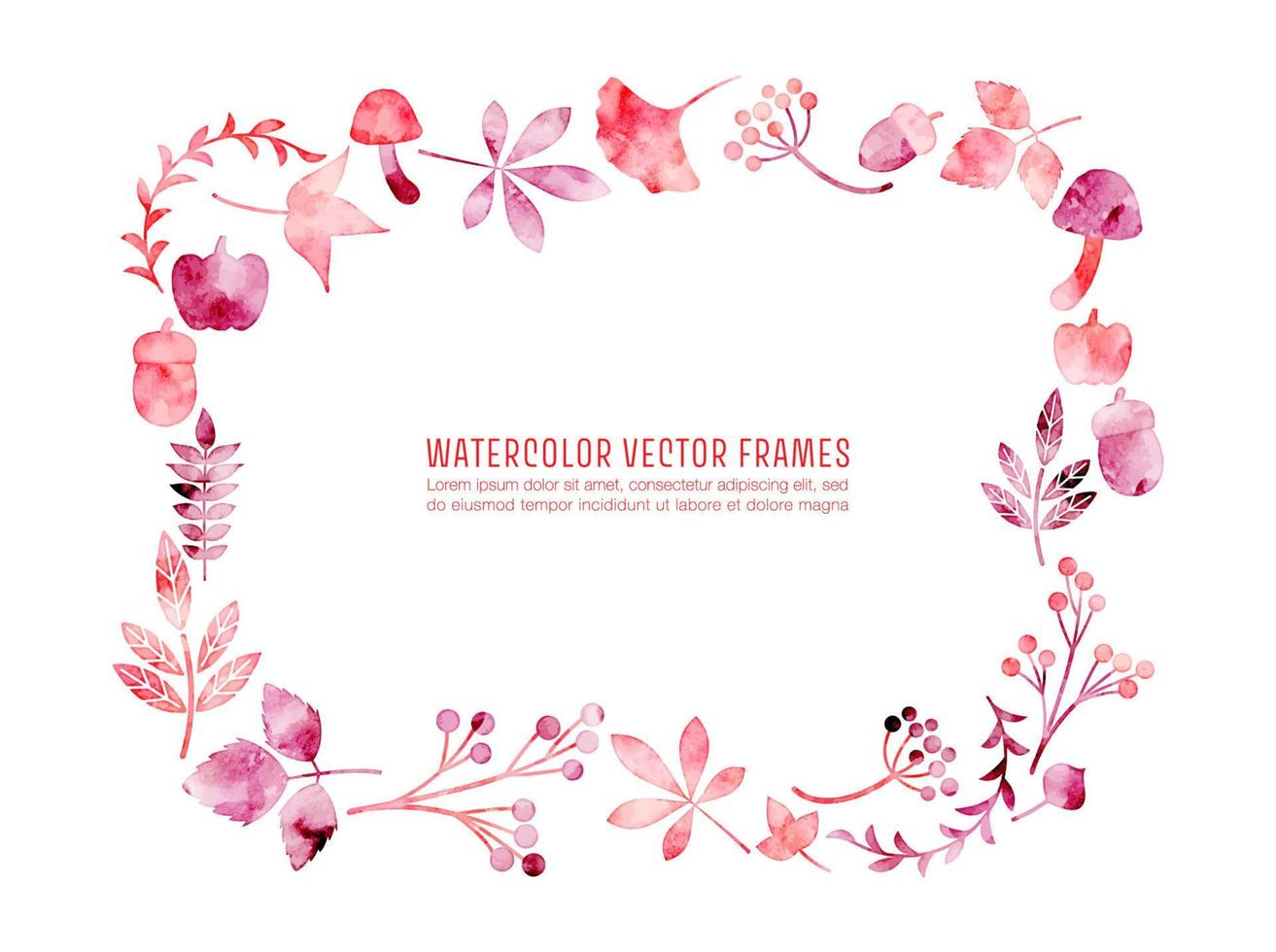 watercolor vector square frames with leaves illustration
