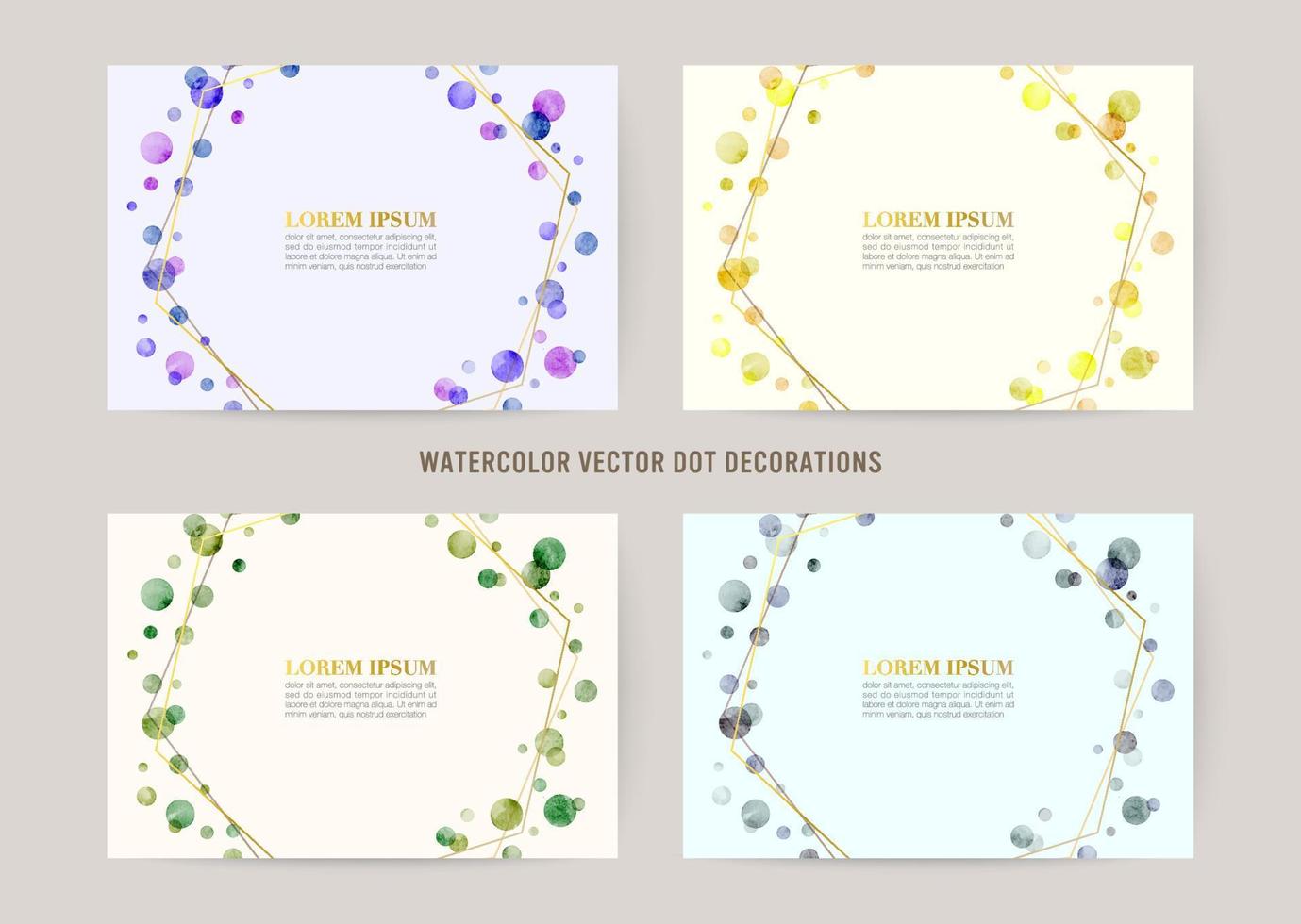 plantilla de diseño de tarjeta vectorial con burbujas de color agua, líneas doradas vector