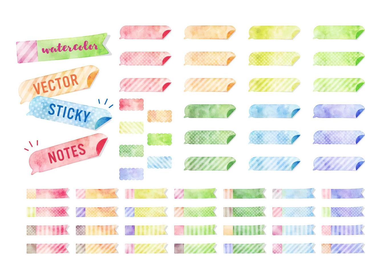colorful watercolor vector sticky notes
