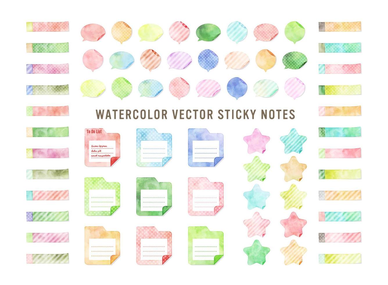 colorful watercolor vector sticky notes