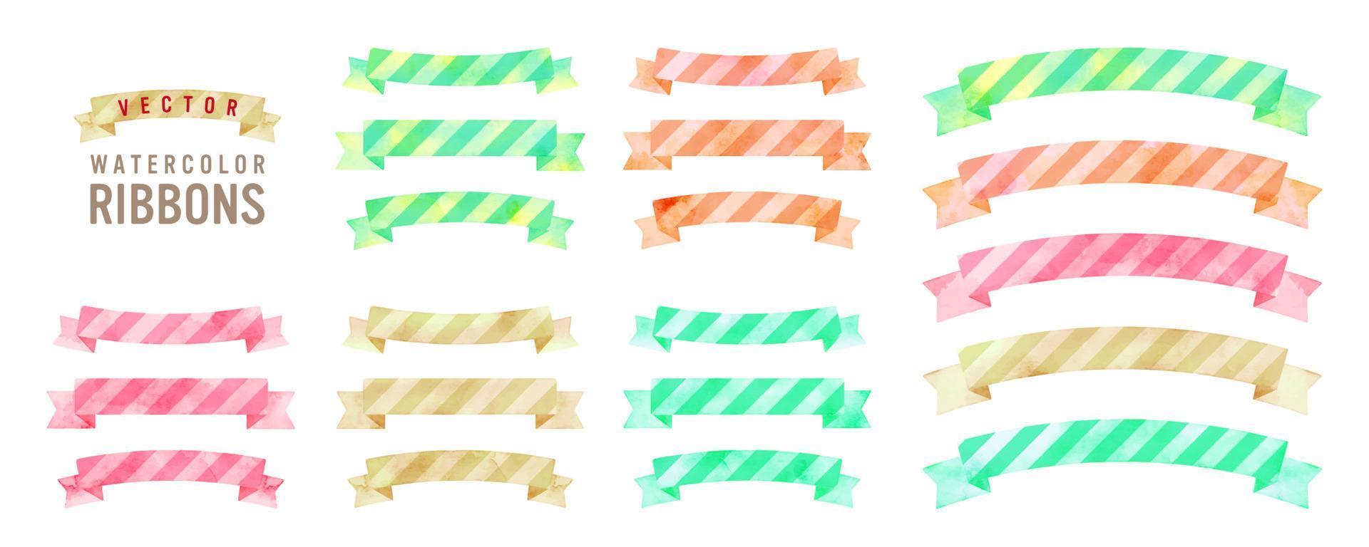 vector colorful watercolor ribbon set