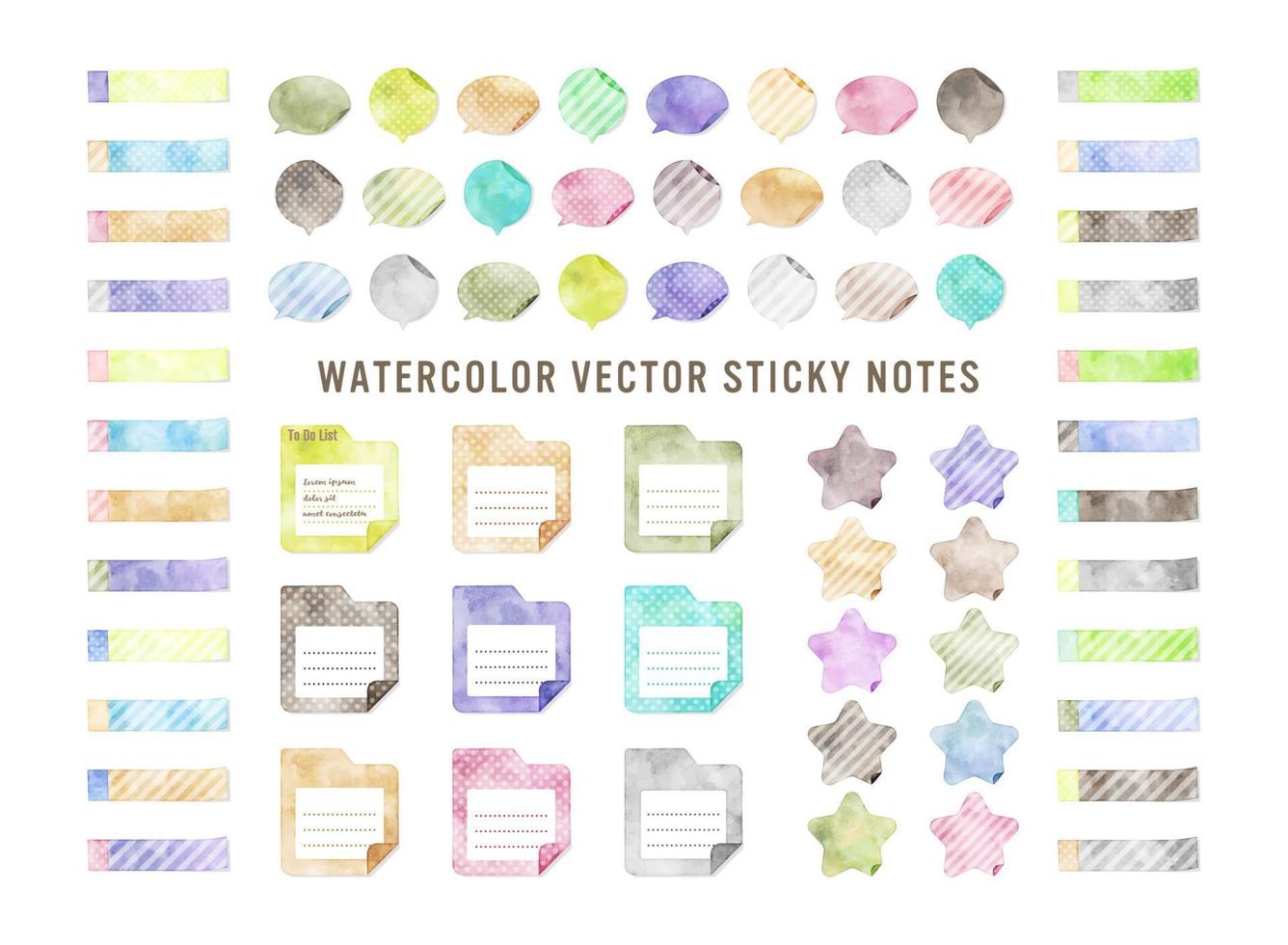 colorful watercolor vector sticky notes