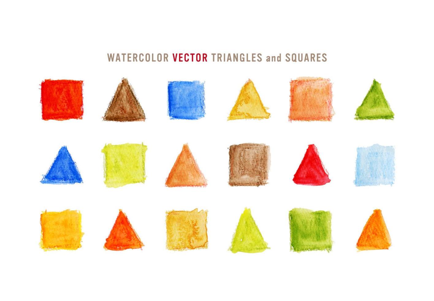 hand drawn colorful triangles and squares written by watercolor pencil vector