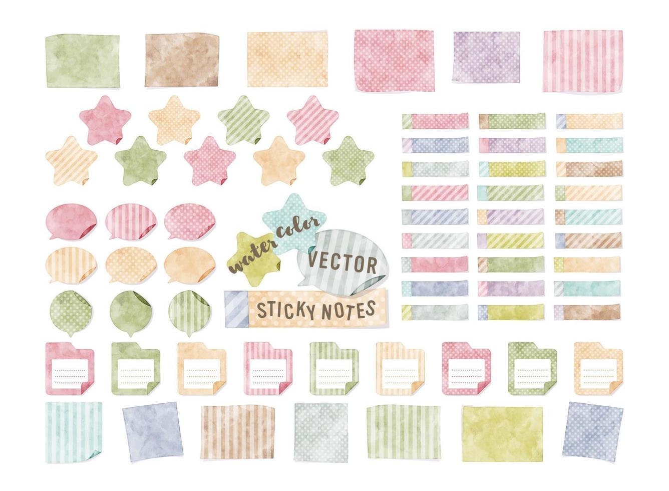 colorful watercolor vector sticky notes