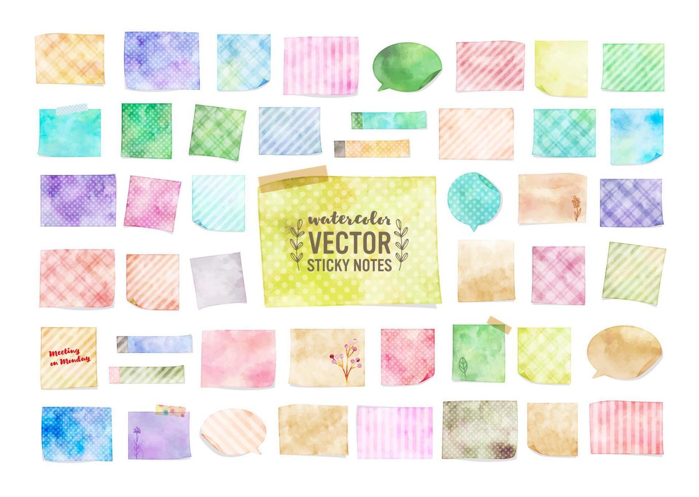 colorful watercolor vector sticky notes