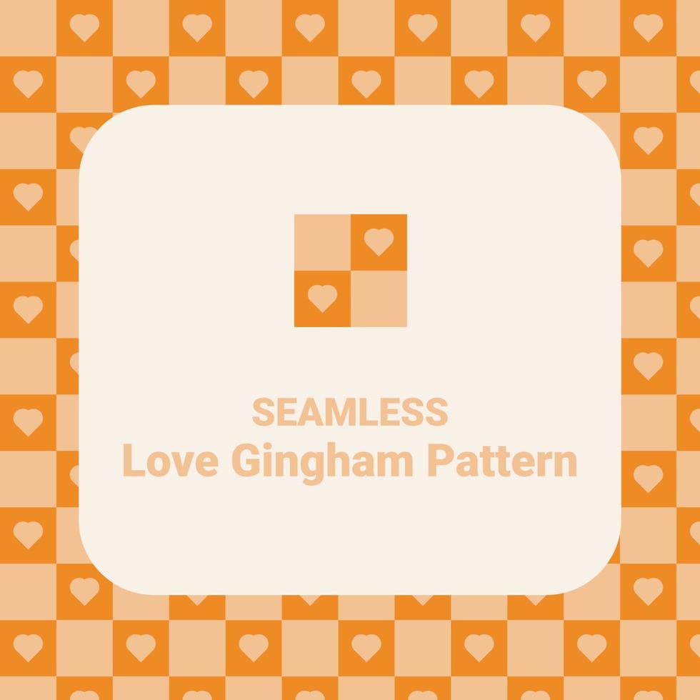 Vector Love Gingham Seamless Pattern