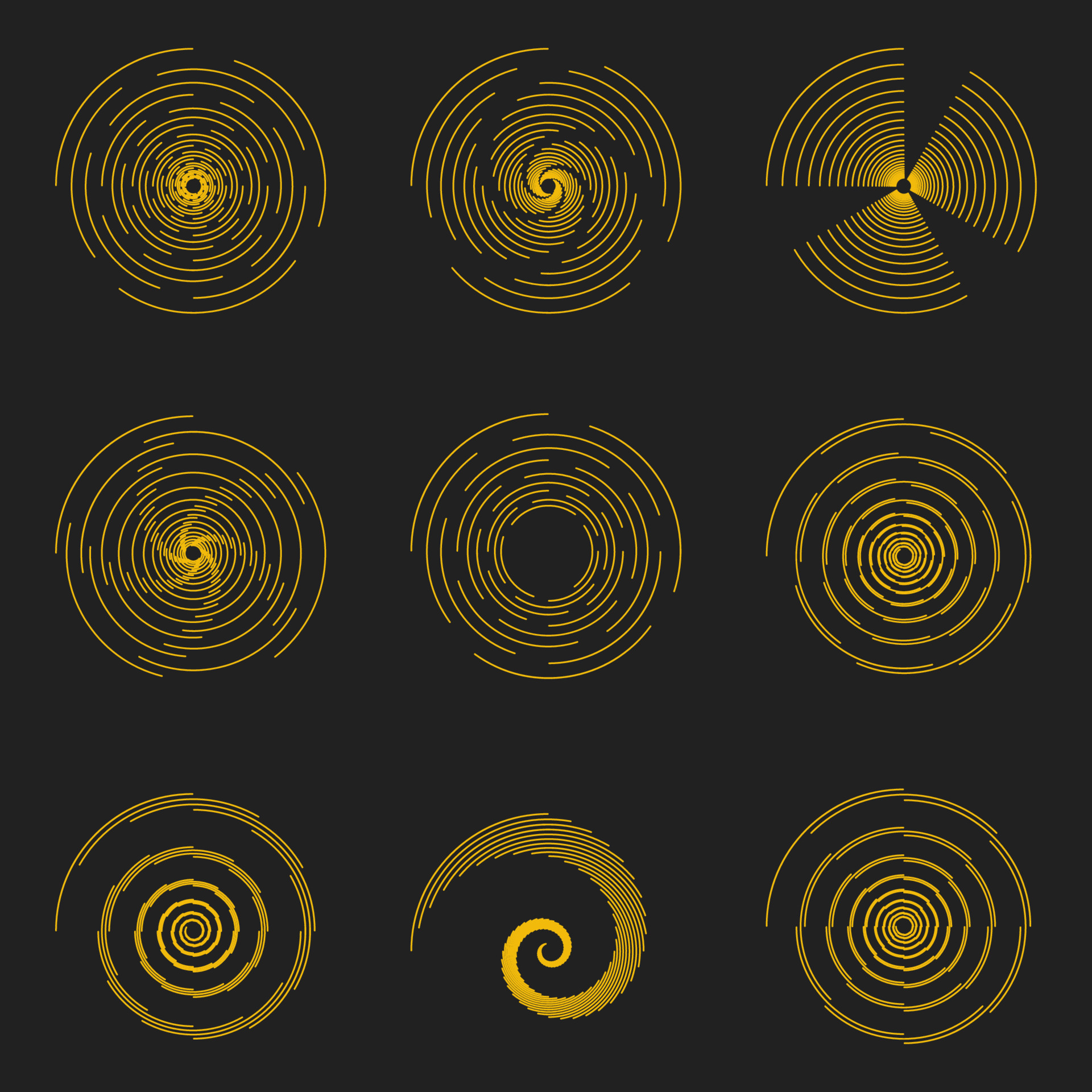 collection of radial line vector, set of spiral line 19901208 Vector