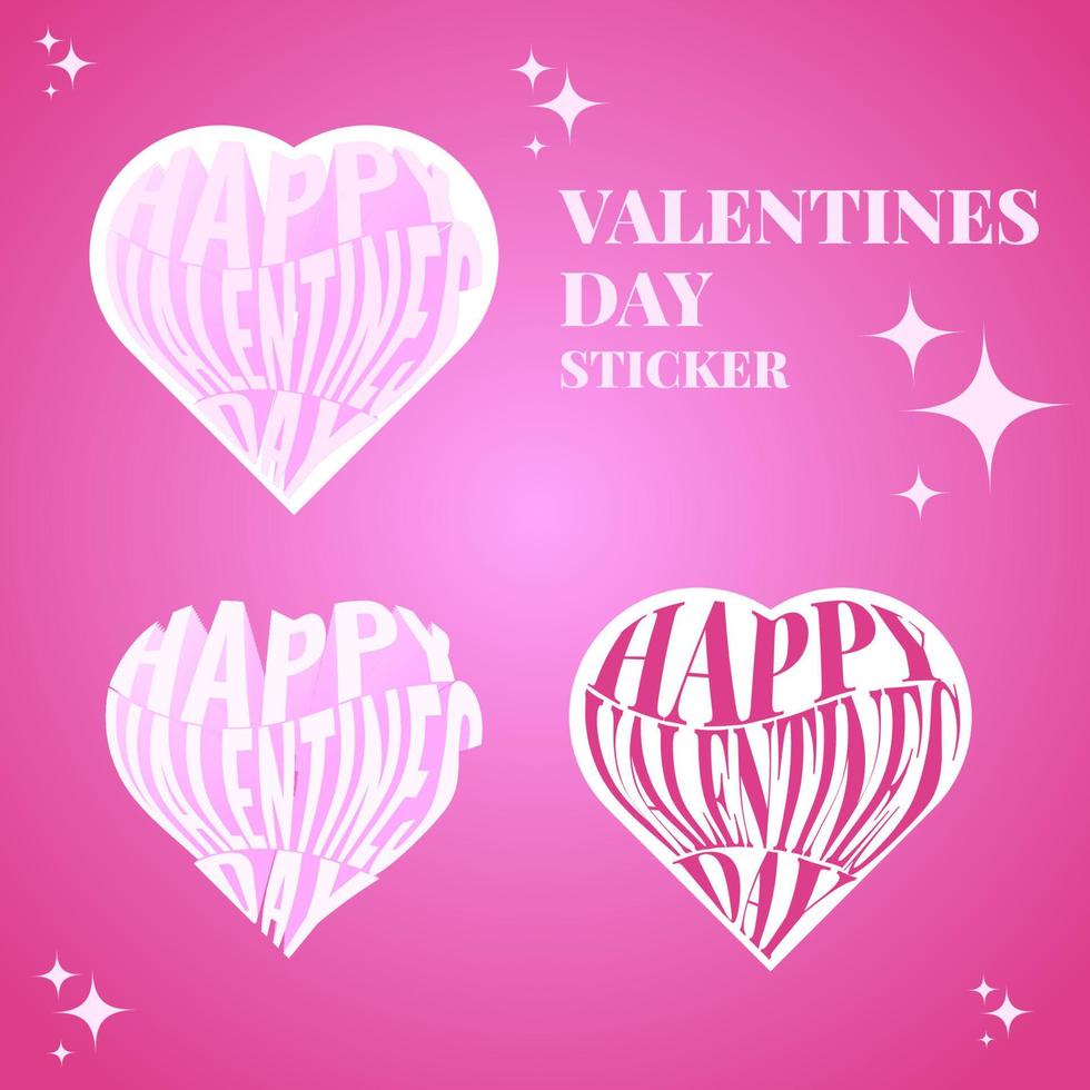 Set of Valentines Day Sticker Design vector
