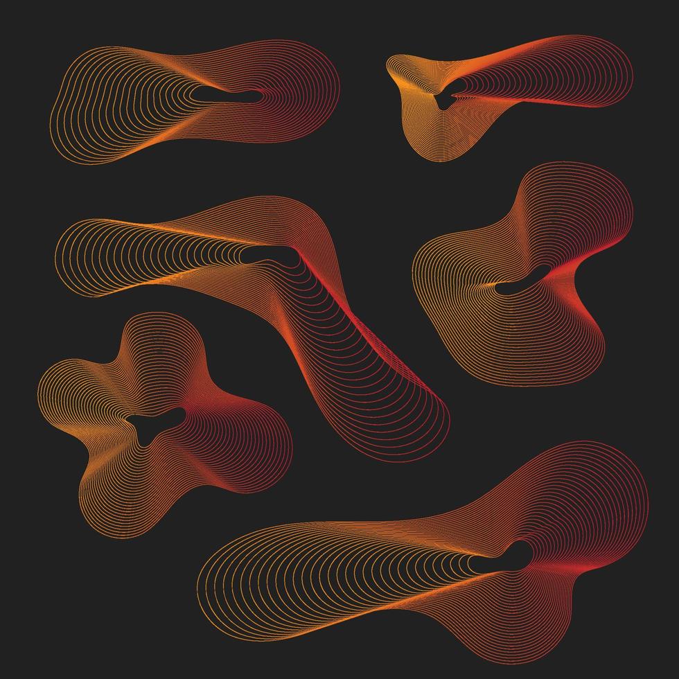 collection of aesthetic abstract wavy line object vector