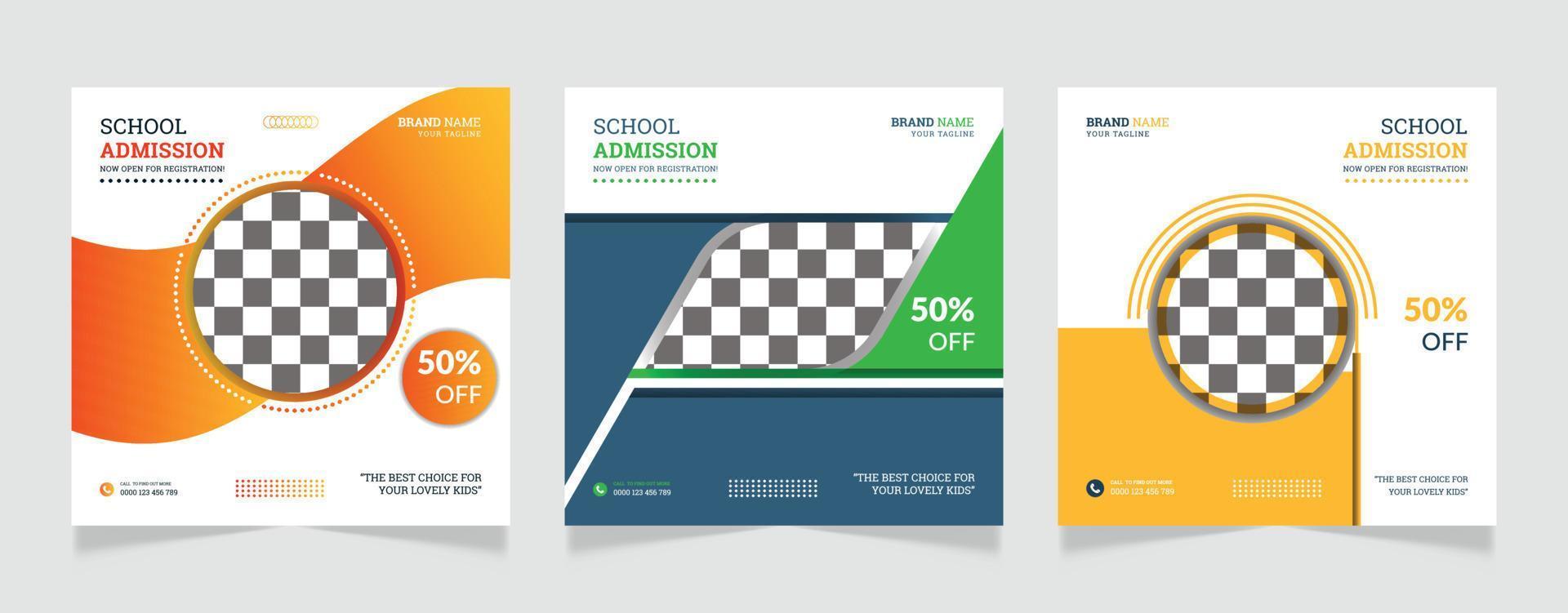 back to school social media post promotion banner design set vector