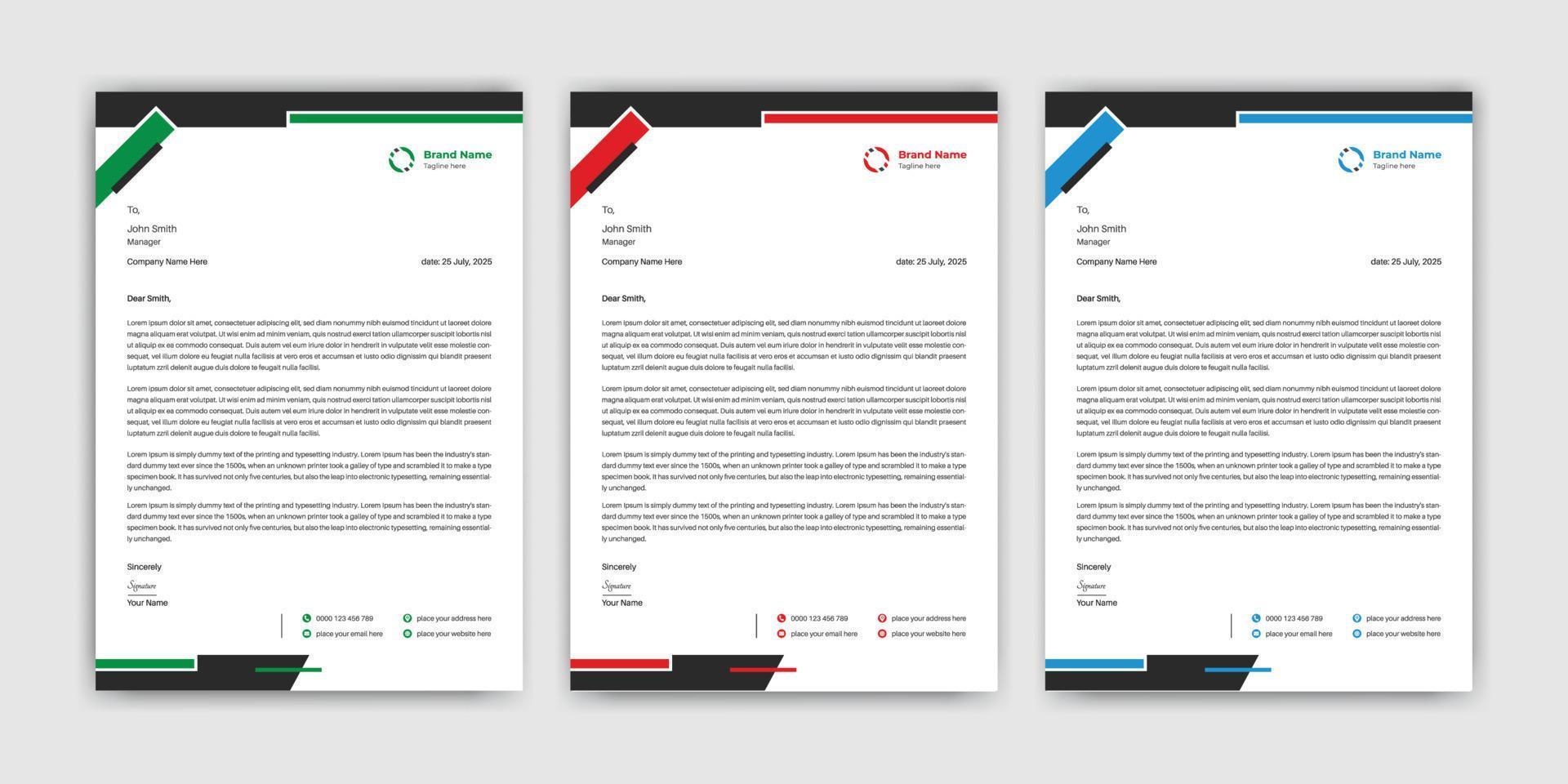 Modern letterhead template, abstract letterhead design template vector, printable letterhead template vector