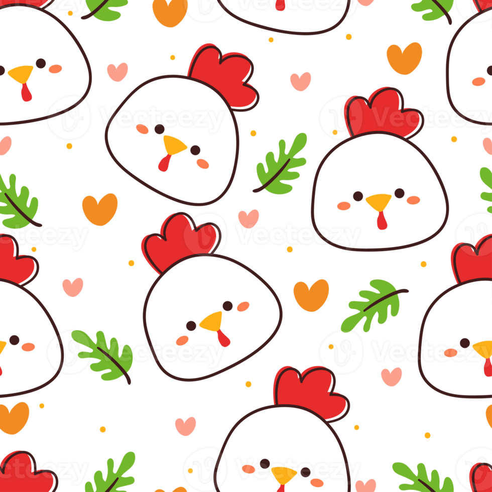 seamless pattern cartoon chicken and plant. cute animal wallpaper for textile, gift wrap paper png