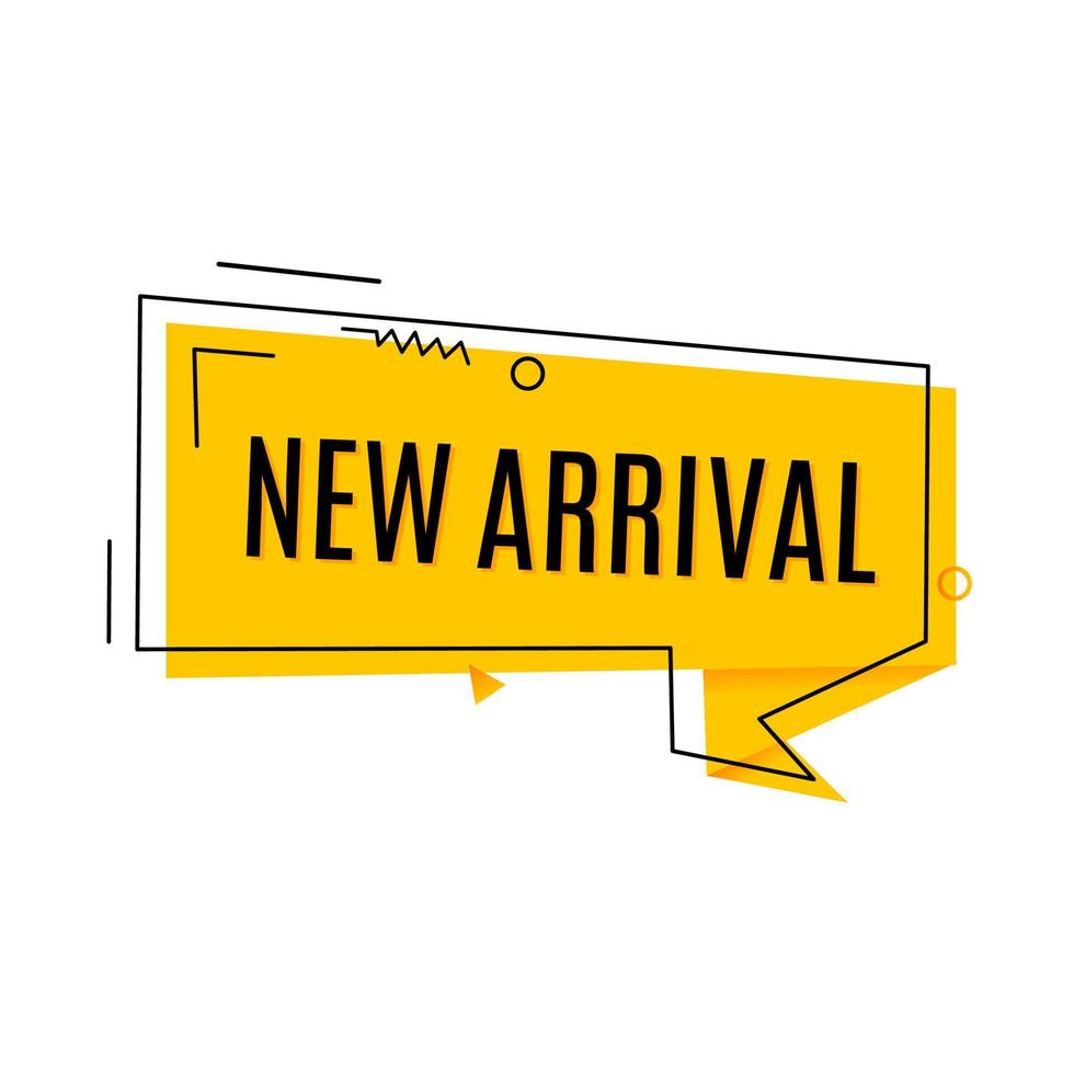 New arrival banner, icon, promotion design template, vector illustration.