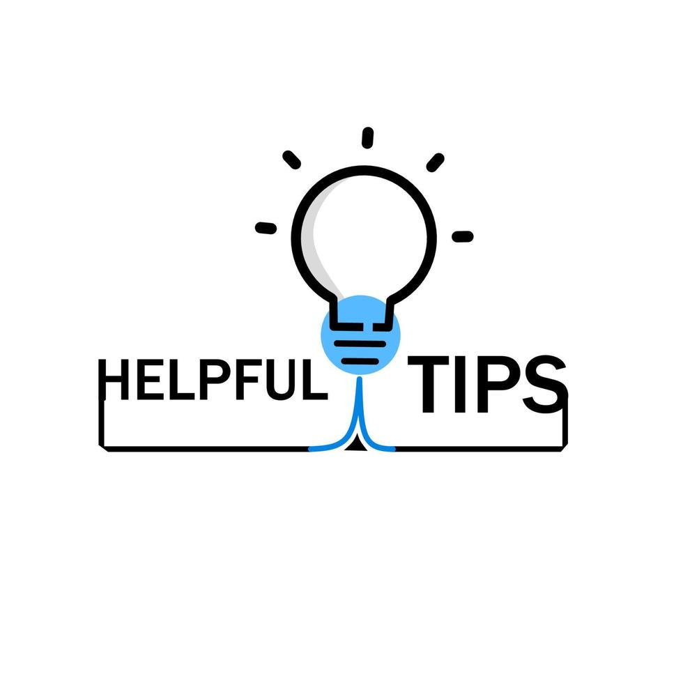 Helpful tips message with light bulb icon design. Top tips. Flat vector illustration.